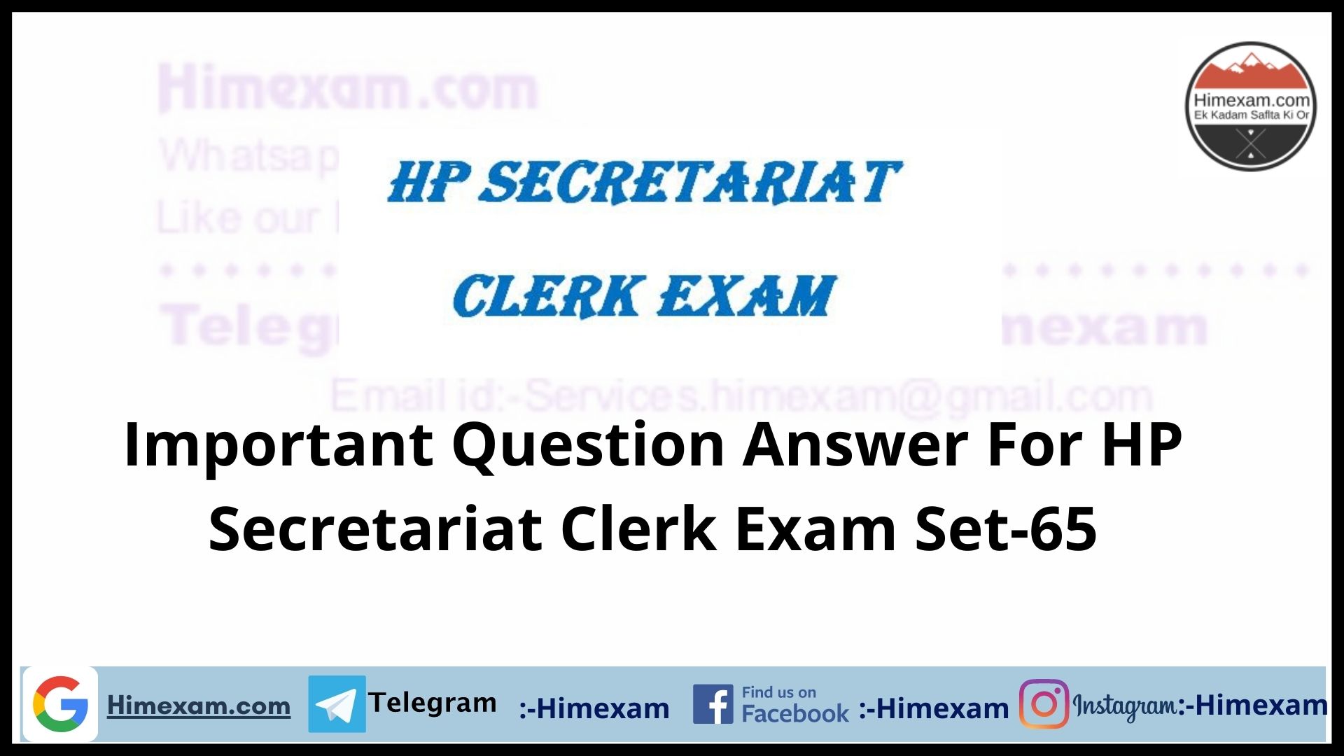 Important Question Answer For HP Secretariat Clerk Exam Set-65