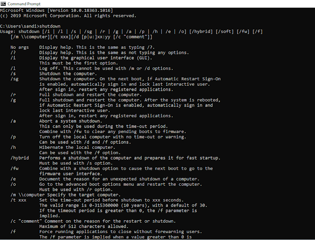 shutdown command cmd