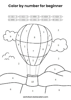 color by number, hot air balloon color by number, free printable color by number,  hot air balloon color by number preschool, free printable color by number, color by number worksheets, coloring activity @momovators