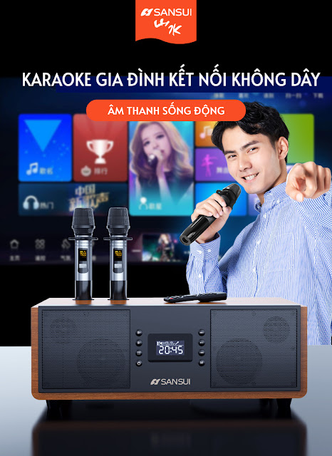 LOA BLUETOOTH KHÔNG DÂY KARAOKE GIA ĐÌNH SANSUI P600