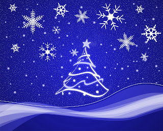 Beautiful Christmas snowflakes designs background wallpaper with Christmas tree decoration