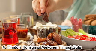 Hindari Konsumsi Makanan Tinggi Gula merupakan salah satu tips anti haus dan dehidrasi saat berpuasa