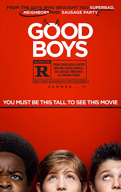 Movie poster for Universal Pictures's 2019 comedy Good Boys, starring Jacob Tremblay, Brady Noon, Keith L. Williams, Molly Gordon, Sam Richardson, and Will Forte