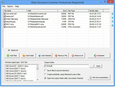 Okdo Document Converter Professional to convert MS Word, Excel, PowerPoint, RTF, TXT, HTML, Image, PDF