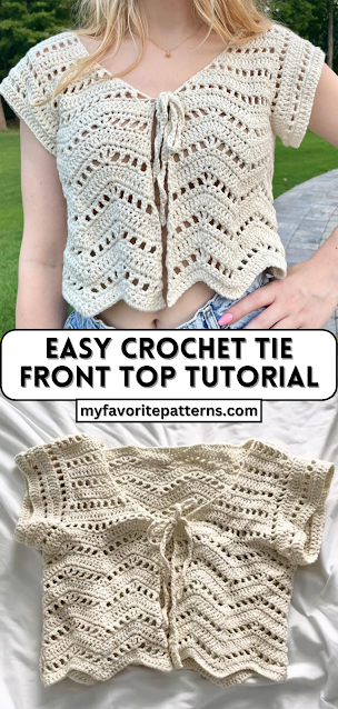 Easy Crochet Tie Front Top Tutorial