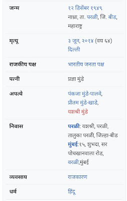 gopinathrao munde saheb mahiti in marathi