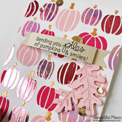 Piles of Pumpkins Card by Samantha Mann for Newton's Nook Designs, Deco Foil, Foil, Flock, Autumn, Leaves, Card Making, Handmade Cards, #newtonsnook #newtonsnookdesigns #decofoil #flock #handmadecards #cardmaking #autumncard #pumpkins