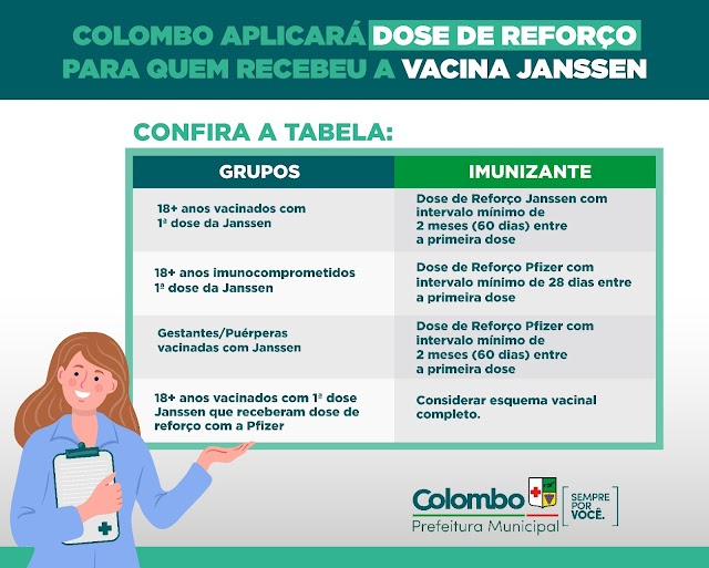 Prefeitura de Colombo vai começar a aplicar a segunda dose da Janssen