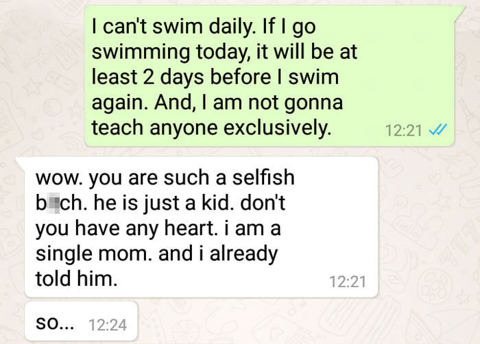 Swimming Teacher In India Who Teaches Children For Free Was Shocked By A Mother's Demand That She Teaches Her Son Exclusively For One Month
