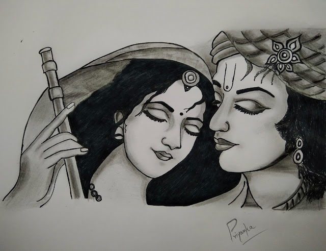 Meera and Krishna sketch