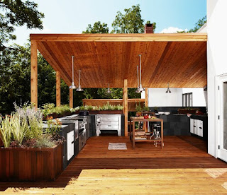 Modern minimalist house with a beautiful Outdoor Kitchen