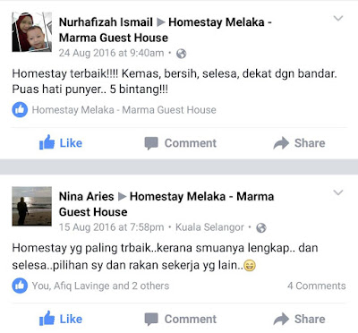 Marma Homestay Melaka - Testimoni Dari Facebook