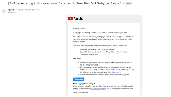 Video Youtube Kena Content Copyright Claim dan Masalah ASMR