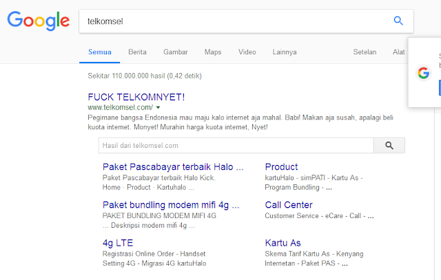 hasil pencarian telkomsel masih belum membaik