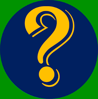 A imagem nas cores azul e amarela mostra uma interrogação (?) o símbolo do questionamento.