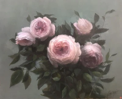 Pink Blossoms painting Patt Baldino