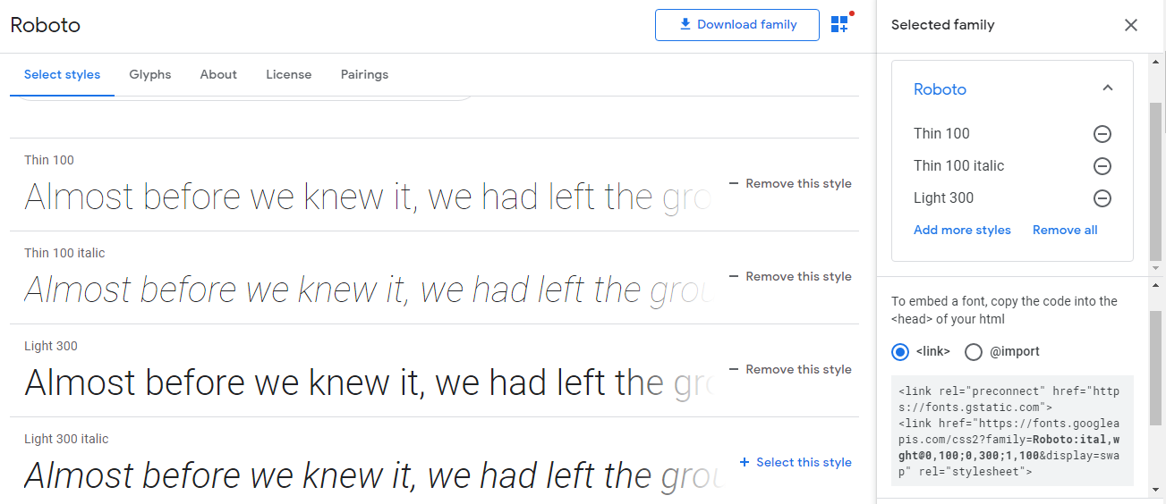 Roboto Font Family