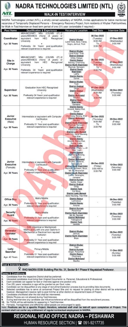 NADRA Jobs 2022 – Government Jobs 2022