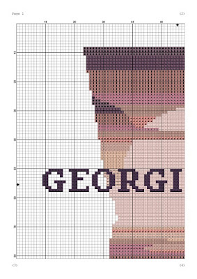 Georgia state map sunset silhouette cross stitch pattern - Tango Stitch