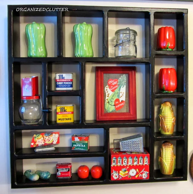 Kitchen Shadow Box www.organizedclutterqueen.blogspot.com