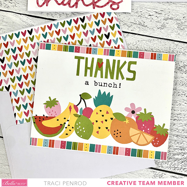Handmade Thank You Card with fruit and hearts
