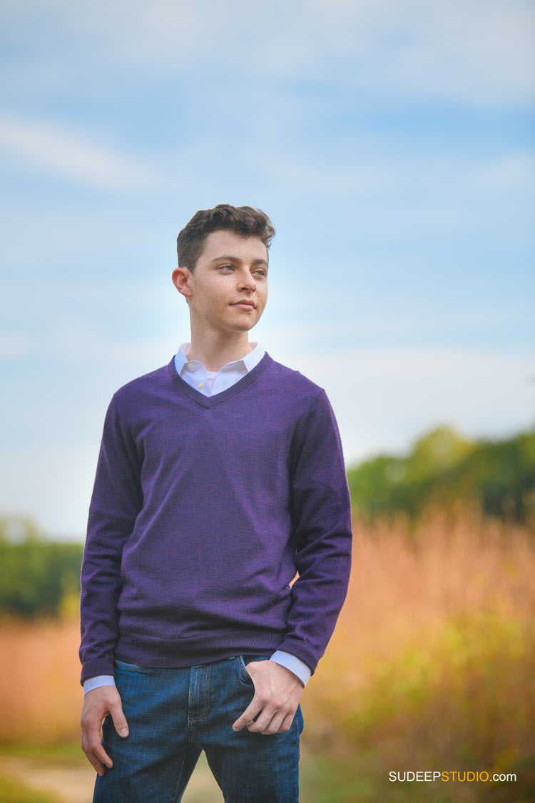 Huron High School Guys Senior Portrait in Nature Park SudeepStudio.com Ann Arbor Senior Pictures Photographer