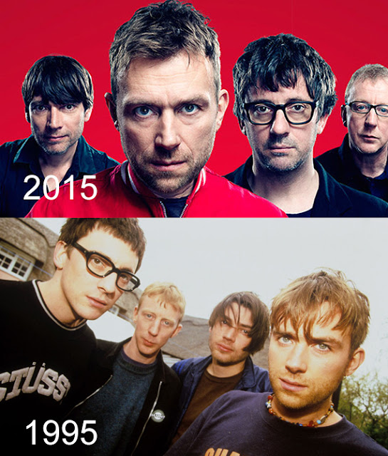 blur 10 year challenge, damon albarn 10 year challenge, blur 20 years, blur 1995, blur 2015 photo