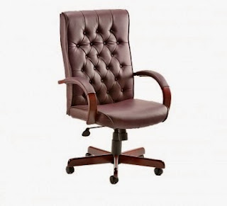 Chesterfield Wooden Office Chair In Burgundy