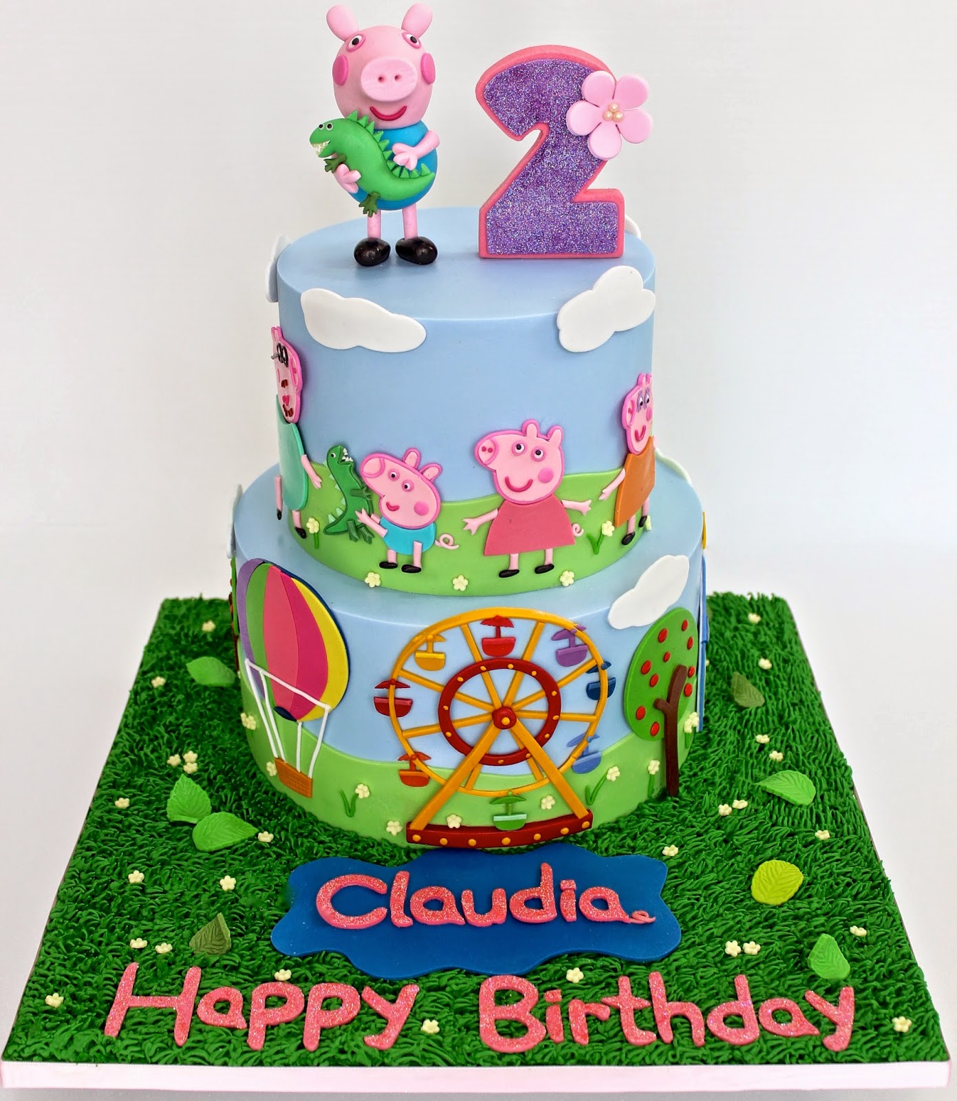 Celebrate With Cake Peppa Pig George Two Tiered Cake - roblox piggy birthday cakes