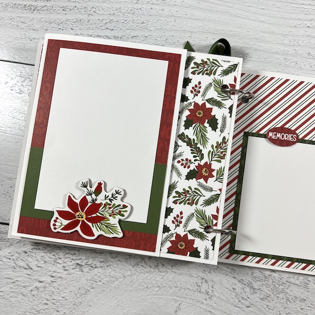 Christmas Scrapbook Album Page with poisettia flowers