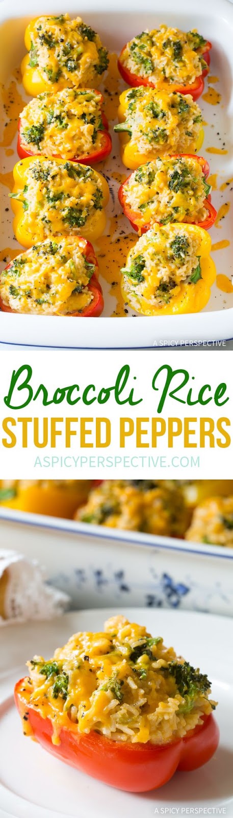 Comforting Cheesy Broccoli Rice Stuffed Peppers Recipe #vegetarian