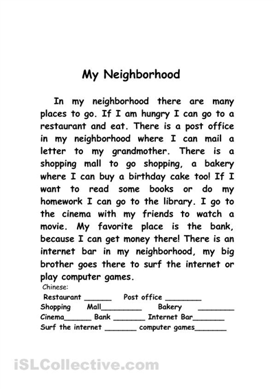 write a short paragraph about your neighborhood