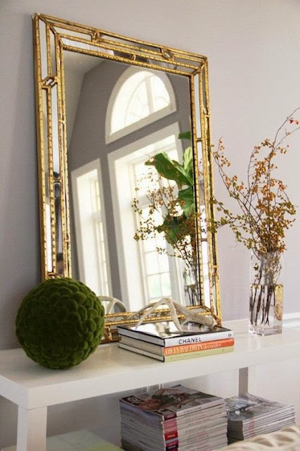 vignette styling consile table oversized gold mirror