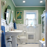 Seaside Bathroom Ideas / Holiday Ready Room Refresh | Beach house bathroom, Beach ... / See more ideas about seaside bathroom, ocean bathroom, mediterranean bathroom.