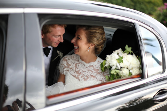 wedding couple in car in naples florida