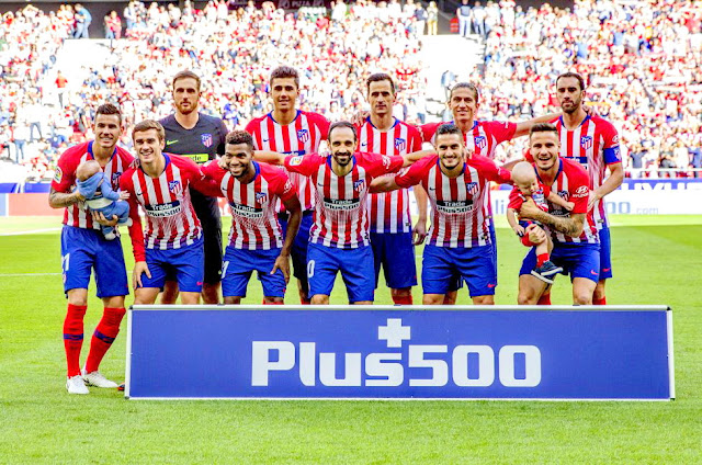 CLUB ATLÉTICO DE MADRID - Temporada 2018-19 - Oblak, Rodri, Kalinic, Filipe Luis y Godín; Lucas Hernandez, Griezmann, Lemar, Juanfran, Koke y Saúl. ATLÉTICO DE MADRID 1 (Ángel Correa) REAL BETIS BALOMPIÉ 0. 07/10/2018. Campeonato de Liga de 1ª División, jornada 8. Madrid, estadio Wanda-Metropolitano.