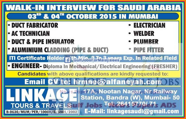 Urgent Job Vacancies for Saudi Arabia