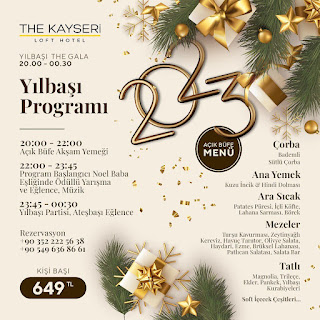 The Kayseri Loft Hotel Yılbaşı 2023 Programı Menüsü