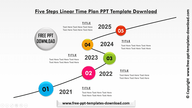 Five Steps Linear Time Plan Free PPT Template Download