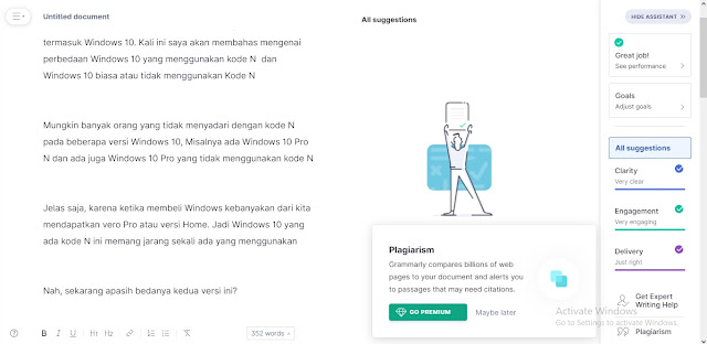 Grammarly Hasil Plagiarism Checker