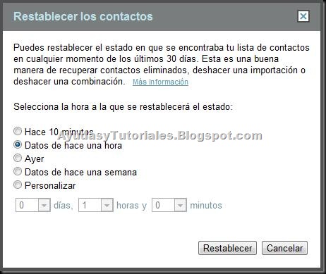 Gmail - Restablecer los Contactos
