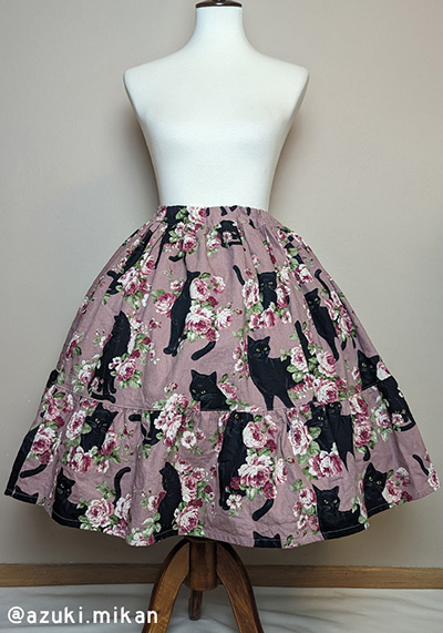 Physical Drop Handmade 2 Tier Skirt (Cat Print) (2020) Pink