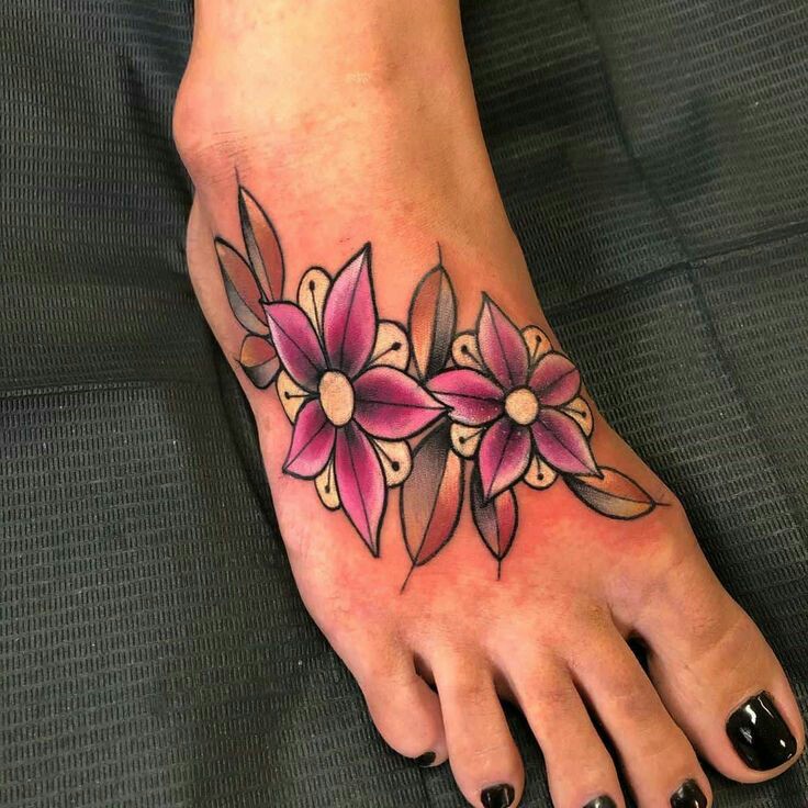 Foot Flowers tattoo designs for Female