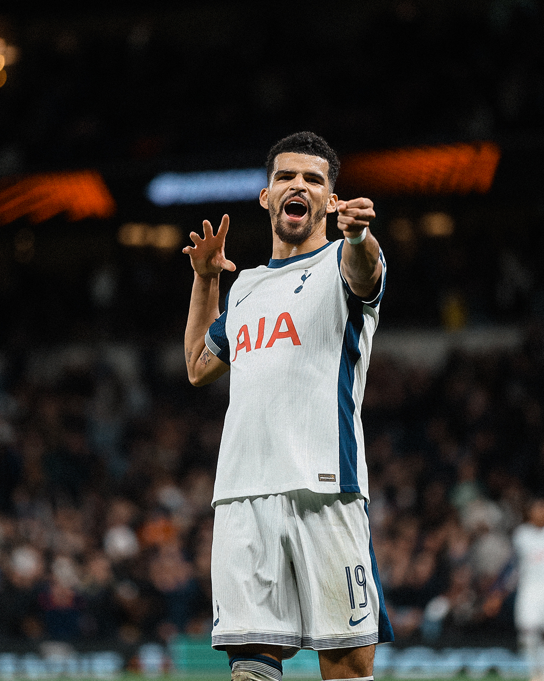 Dominic Solanke celebrates goal for Tottenham Hotspur in the Uefa Europa League 2024/25 League Phase match against Qarabag FK on Thursday 26 September, 2024 at Tottenham Hotspur Stadium