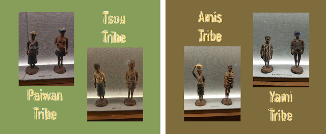 Japanese Hakata figurines depicting people from the Paiwan, Tsou, Amis, and Yami (Tao) tribes