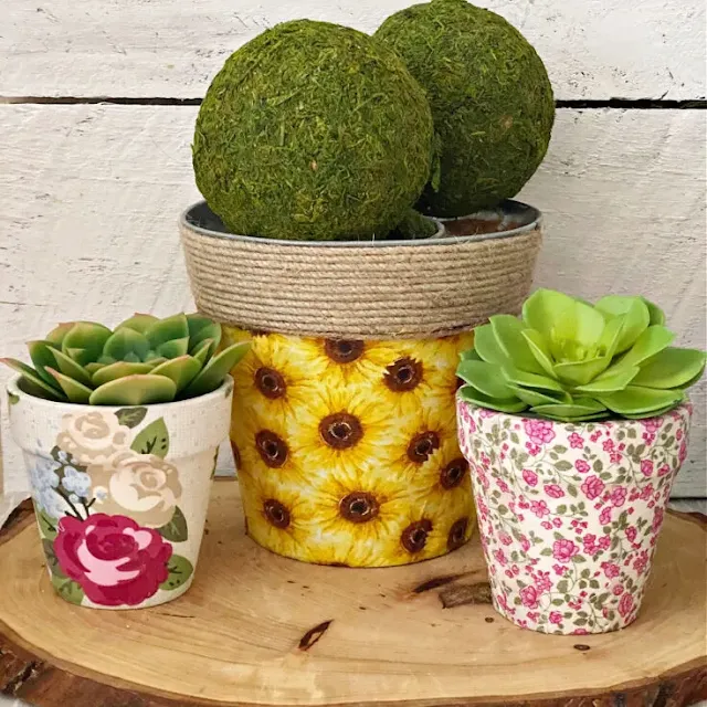 fabric covered pots