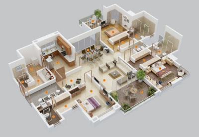 3D House Plans Three Badroom 10