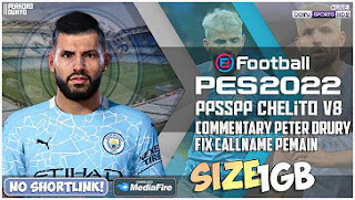 Download eFootball PES 2022 Manchester City PPSSPP Fix Callname English Version and New Update Kits 2021/22