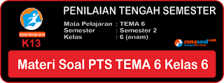  Materi soal ulangan PTS UTS Tematik Tema  Materi Soal UTS PTS Tema 6 Kelas 6 Kurikulum 2013 Terbaru