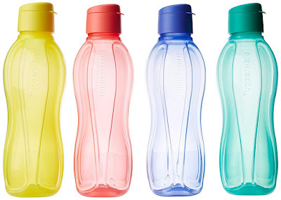 Tupperware Fliptop Plastic Bottle Set, 1 Litre, Set of 4, Multicolour